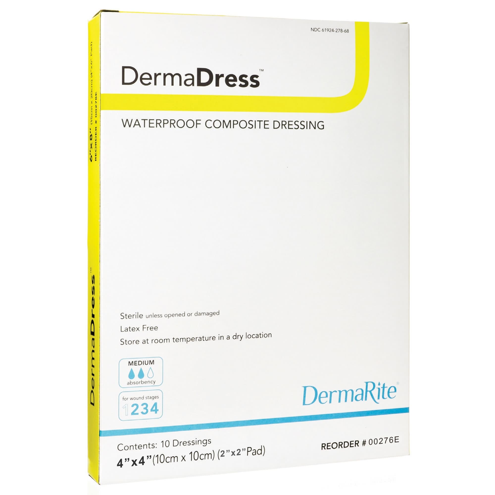DermaDress Waterproof Composite Dressing, 4 x 4 Inch - Box of 10 - Image 1