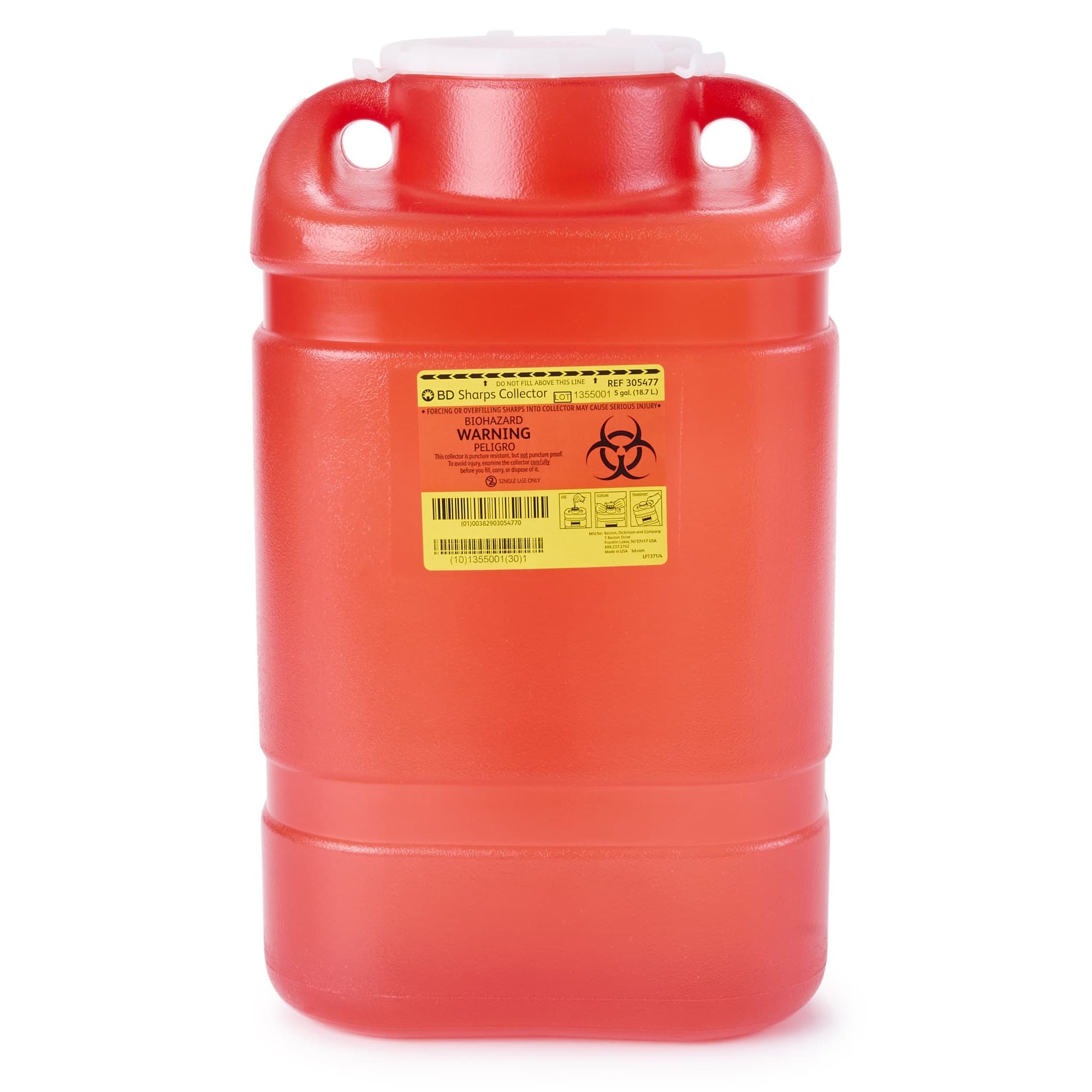 BD Multi-Use One-Piece Sharps Collector, Large Funnel, 5 Gallon, X-Large - Each - Image 1