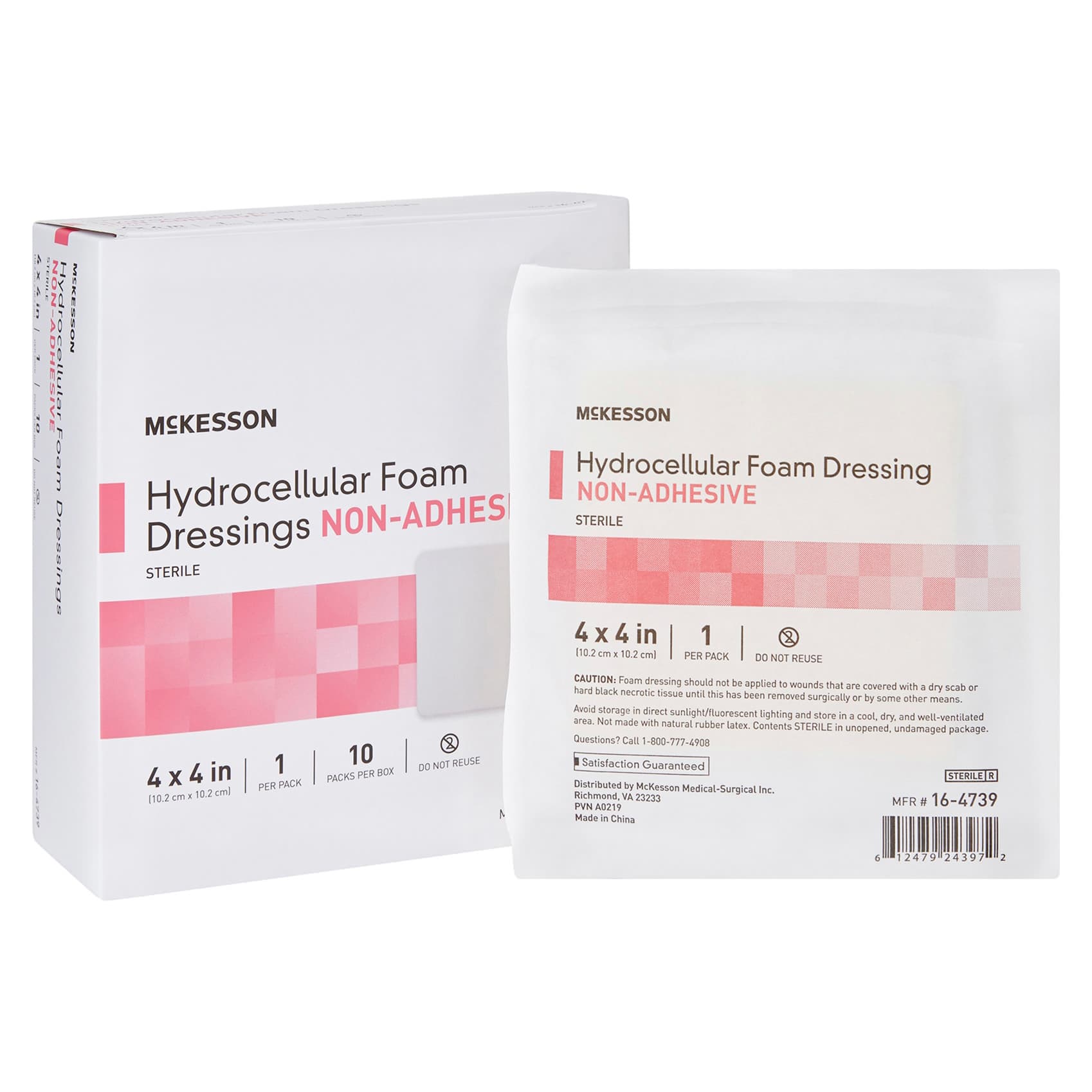 McKesson Foam Dressing Film Backing White 4 x 4 Inch Pad Square, 4 x 4 Inch - Case of 100 - Image 1