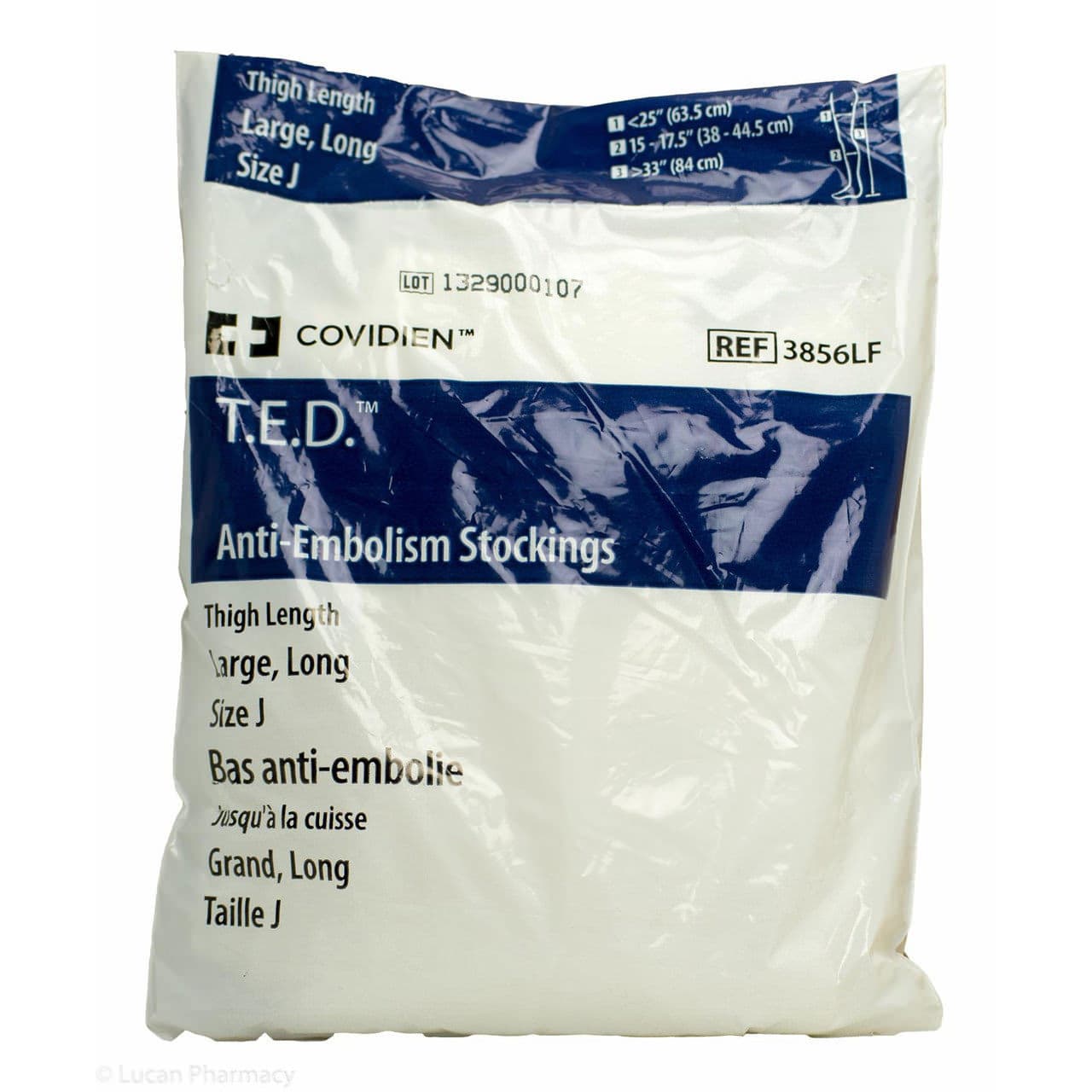 T.E.D Thigh-High Anti-Embolism Stockings for acute care, White, Large-Long - Pair - Image 1