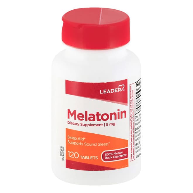 Leader Melatonin Tablets, 5 mg - Bottle of 120