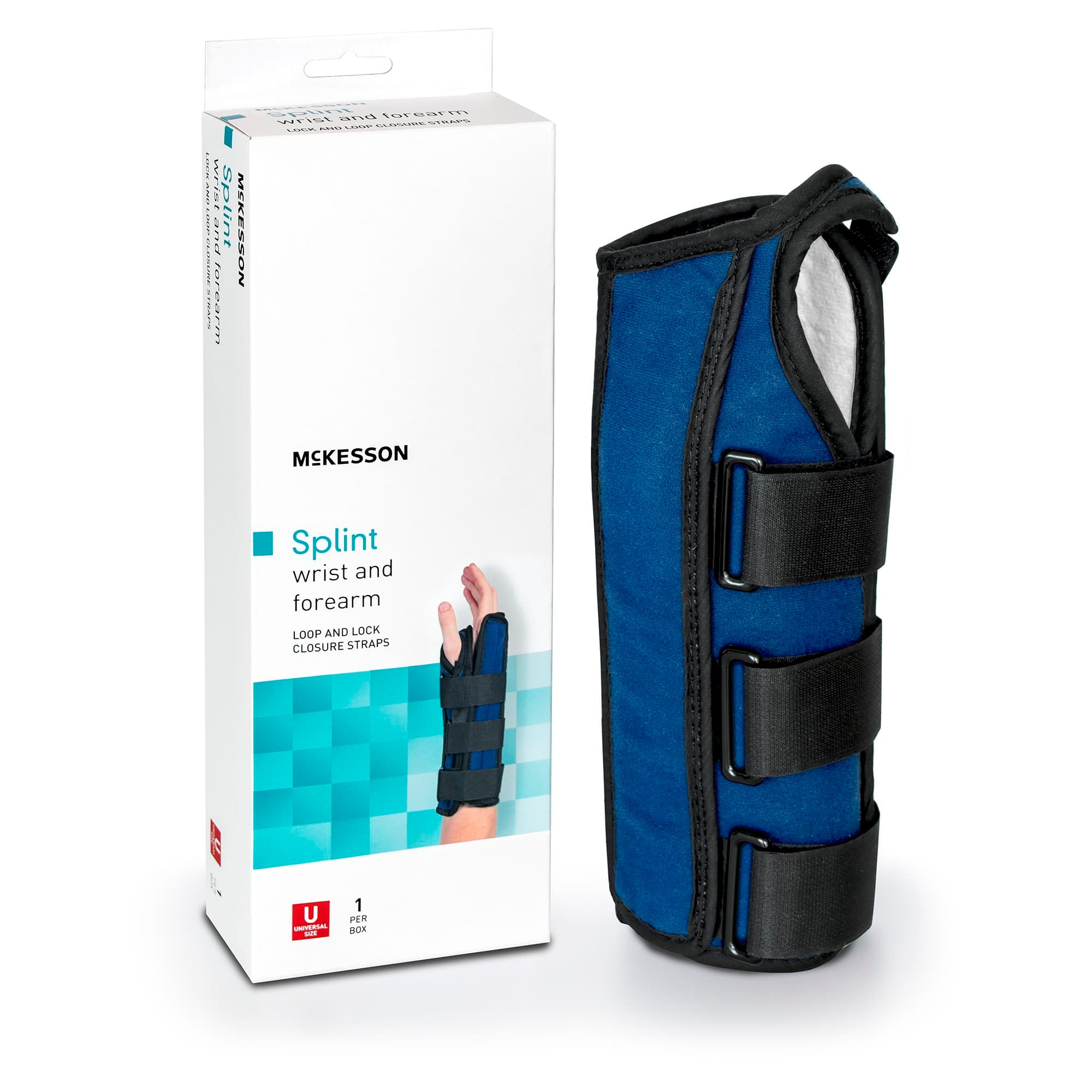 McKesson Universal Wrist and Forearm Splint Black-Blue One Size Fits Most - Image 1