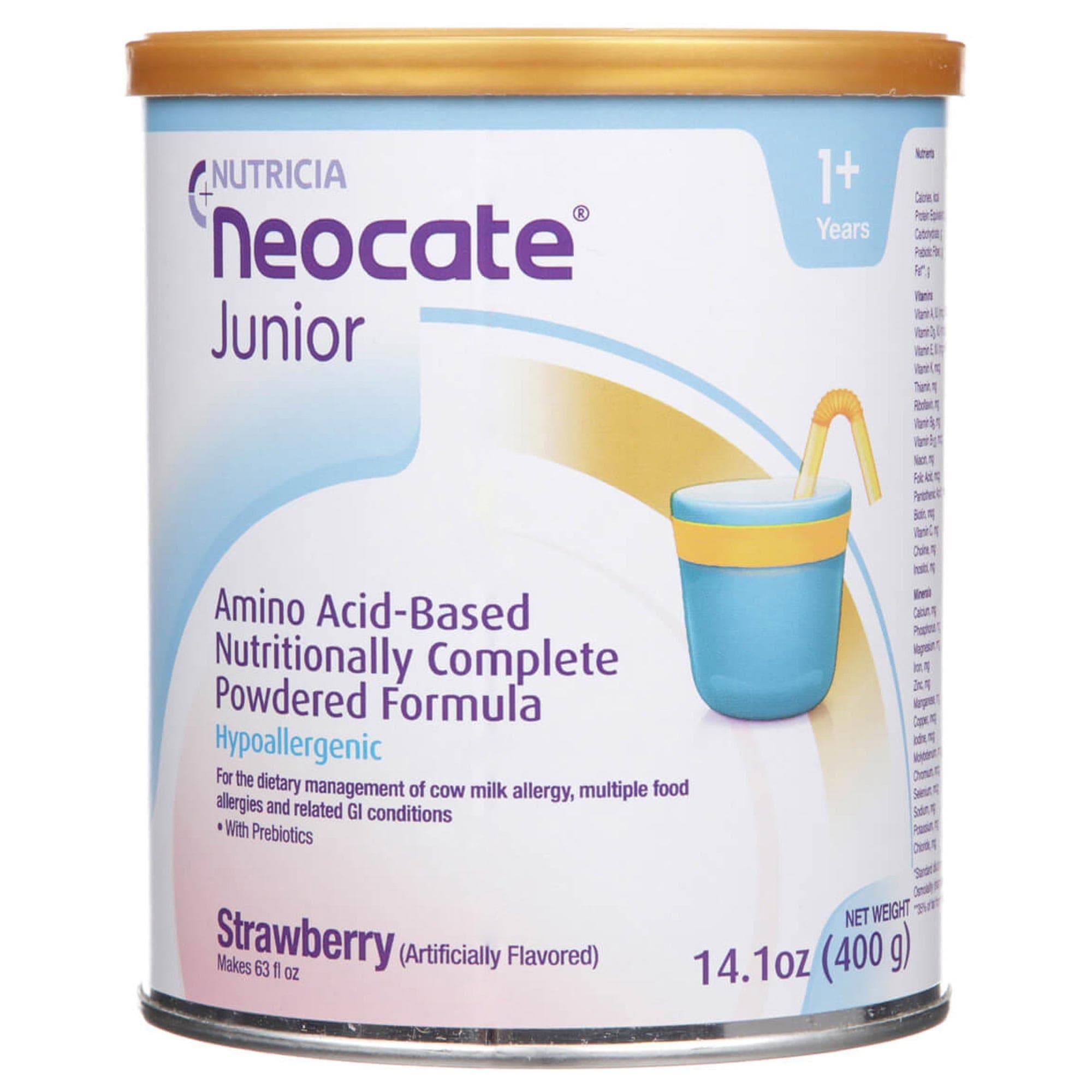 Neocate Junior Nutritionally Complete Hypoallergenic Formula, Strawberry, 14.1 oz - Case of 4 - Image 1