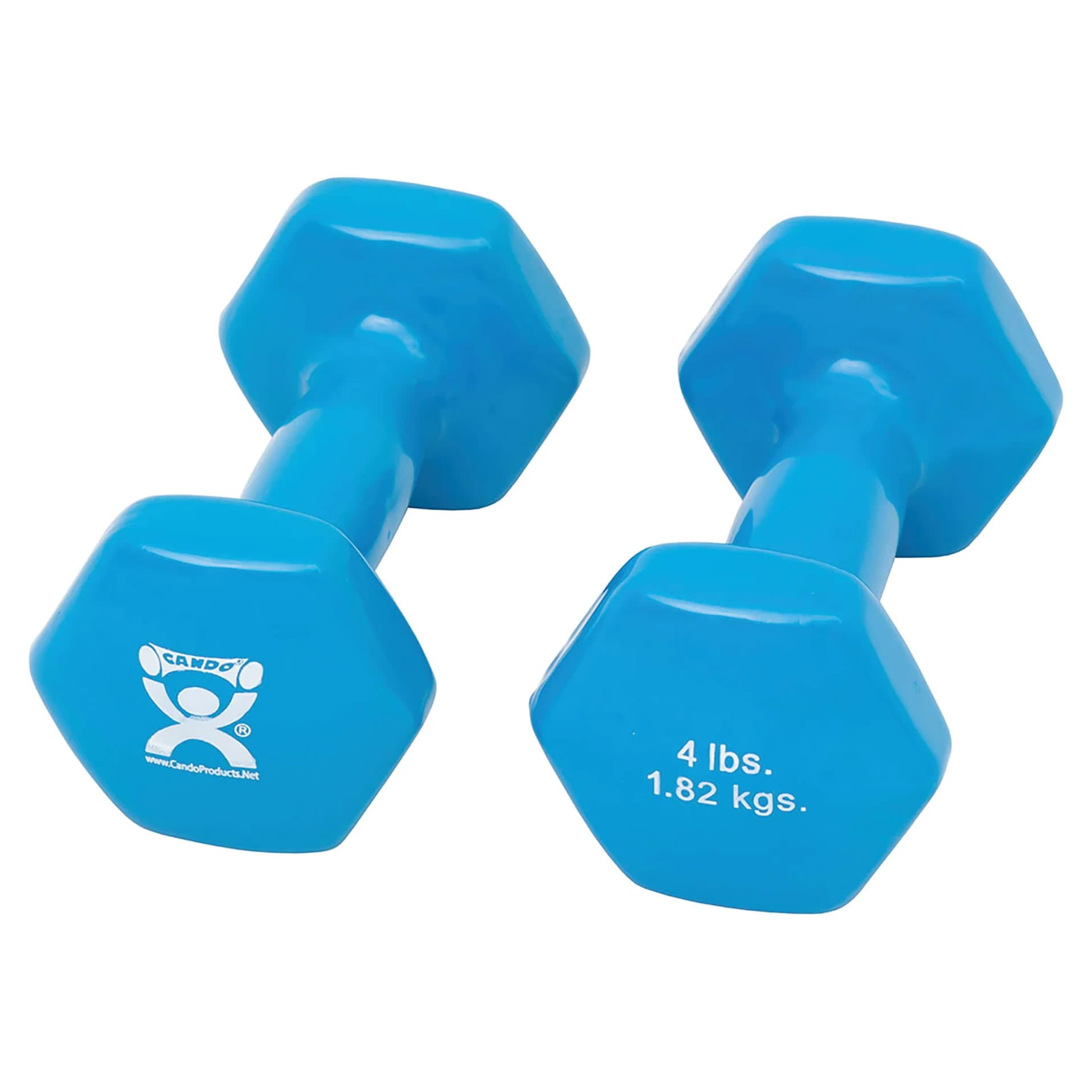 CanDo vinyl coated dumbbell, Light Blue, 4 Lb - Pair - Image 1