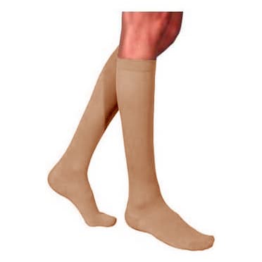 Sigvaris Essential Womens Cotton Calf High Compression Socks, 30-40 mmHg, Closed Toe, Medium-Short, Crispa - Pair - Image 1
