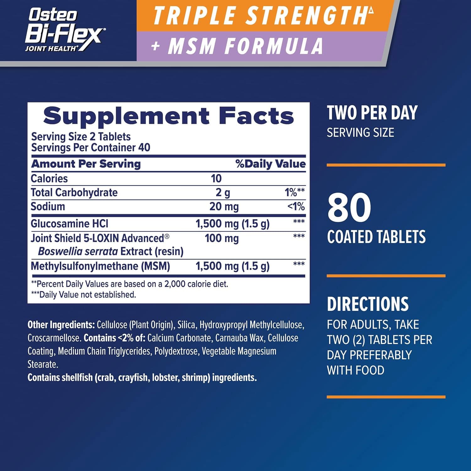Osteo Bi-Flex Triple Strength w/ MSM Caplets - Pack of 80 - Image 2