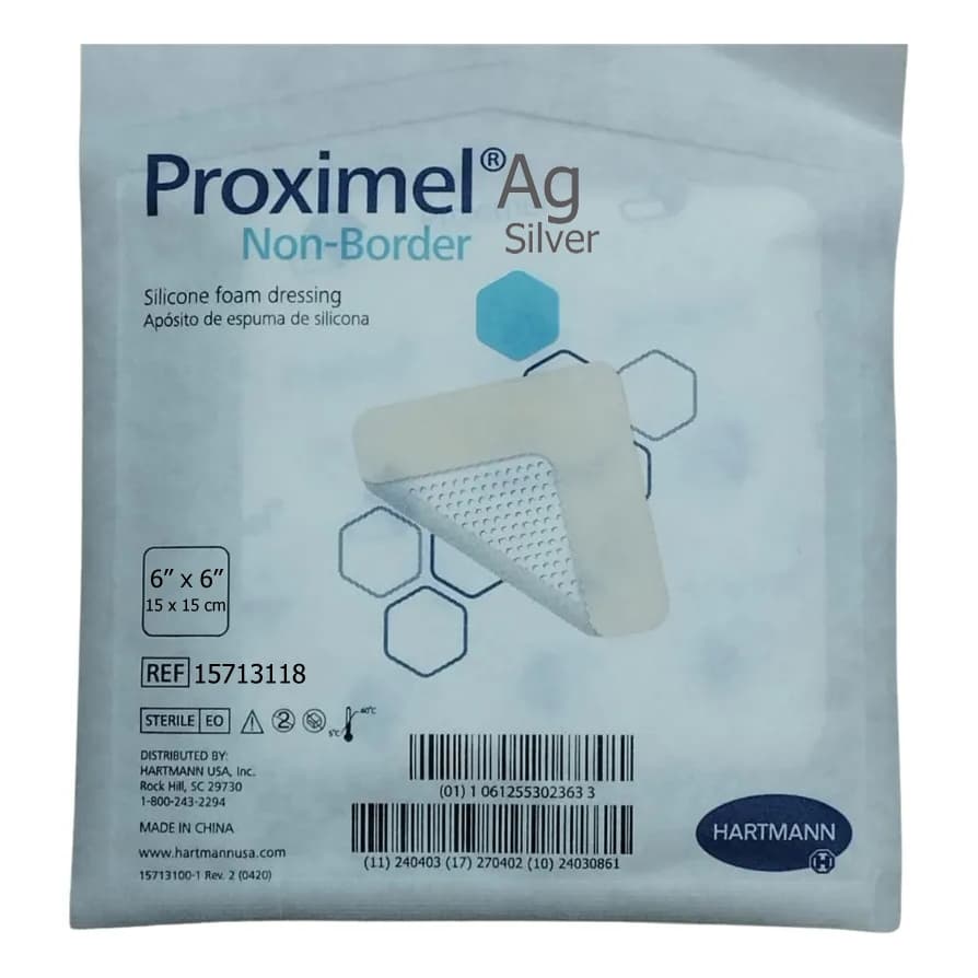 Proximel Ag Silicone Foam Dressing without Border, 6 x 6 Inch - Each - Image 1