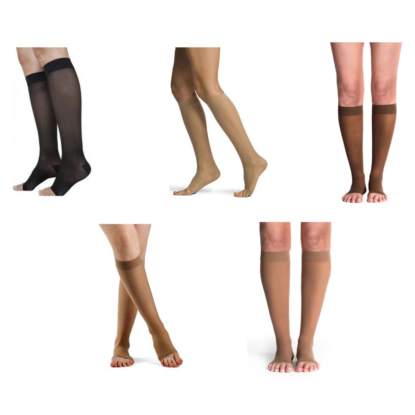 Sigvaris Women's Style Sheer Calf High Compression Socks Open Toe, 15-20mmHg