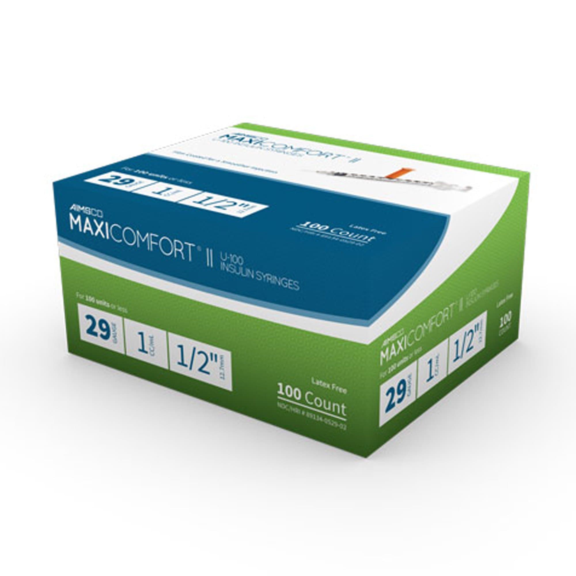 AIMSCO Maxicomfort II Standard U-100 Insulin Syringe with Needle - Image 2