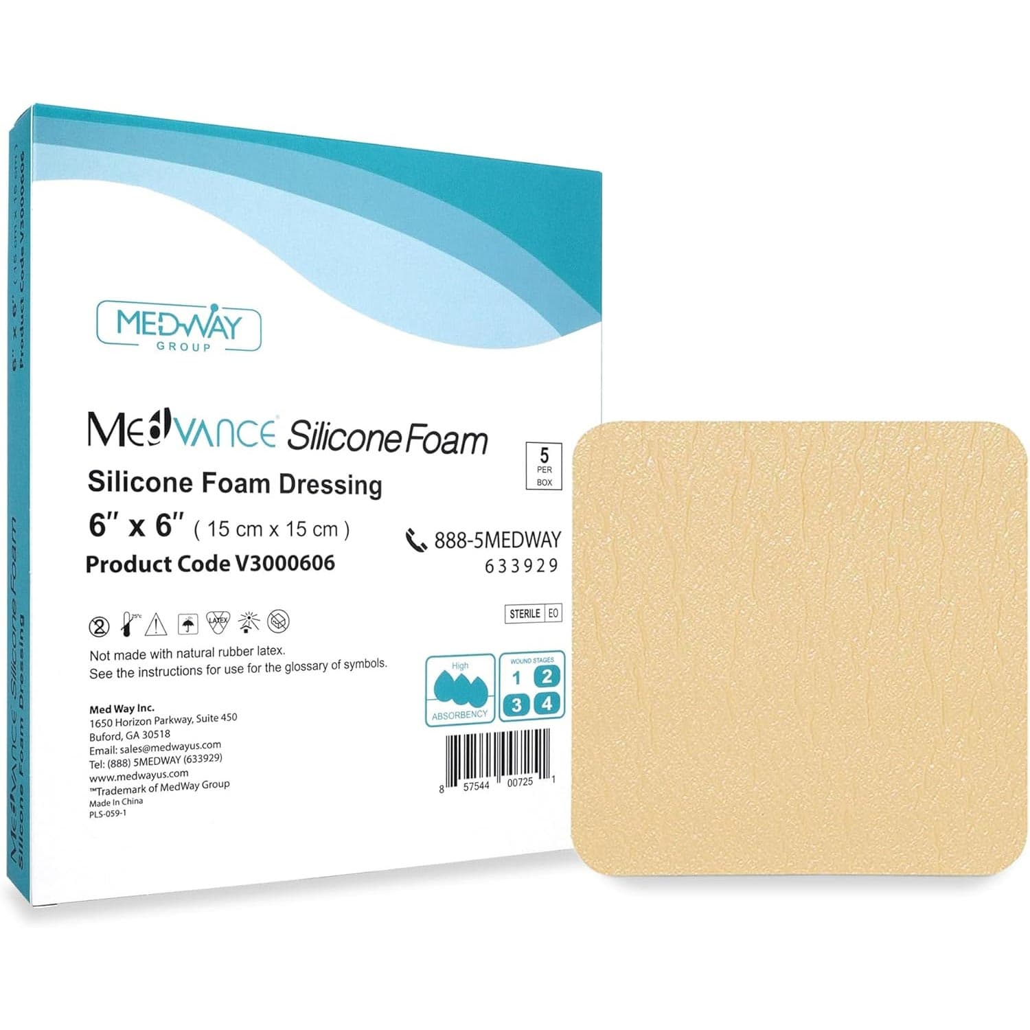 MedVance Non-Bordered Silicone Foam Dressing, 6 x 6 Inch - Box of 5 - Image 1