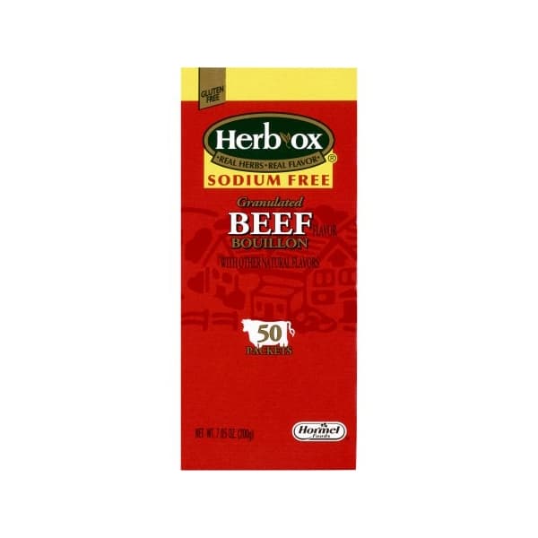 Herb-Ox Sodium Free Instant Broth Liquid, 4 Gram, Beef-Bouillon Flavor - Box of 50 - Image 1