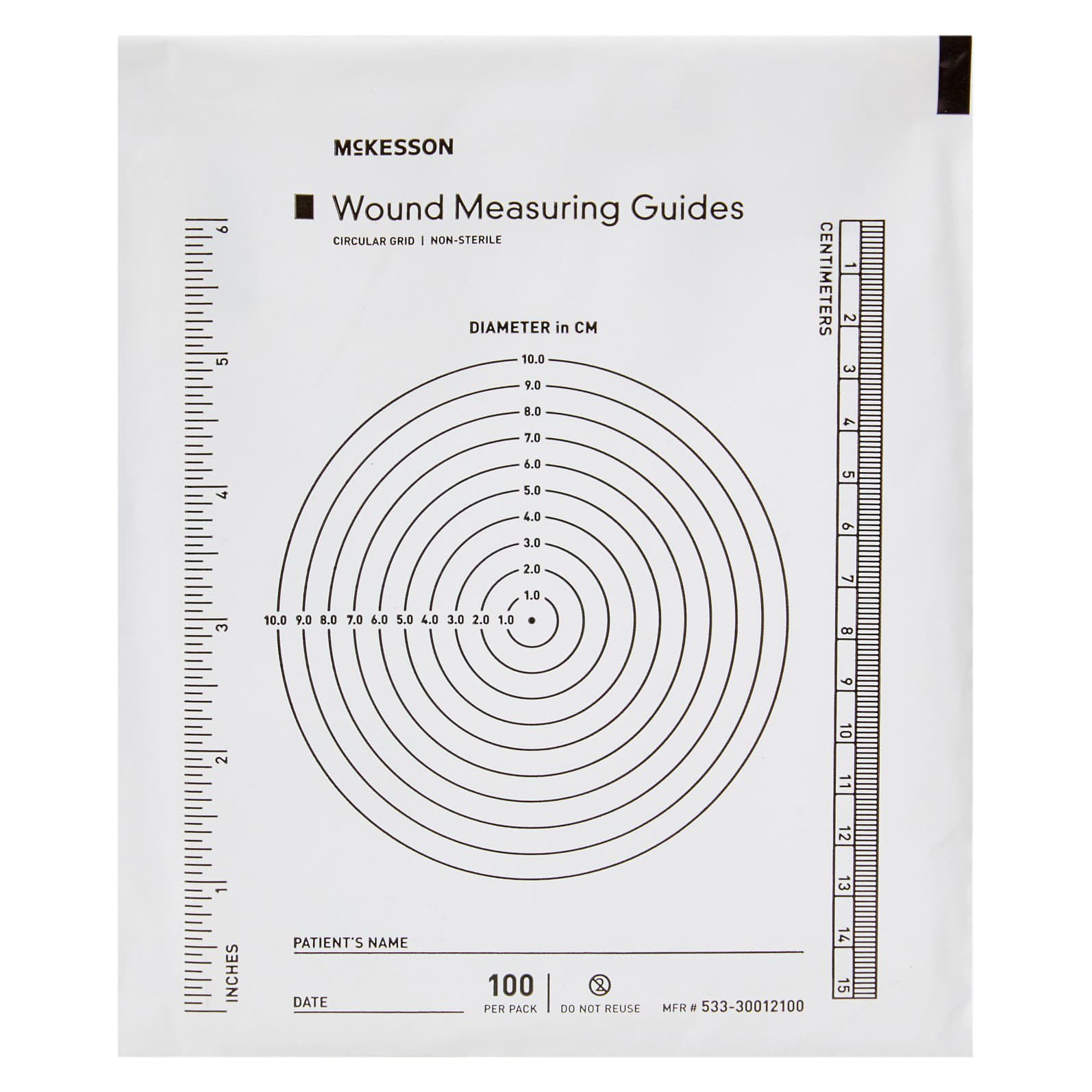 McKesson Wound Measuring Guide, 5 x 7 Inch - Box of 100 - Image 1