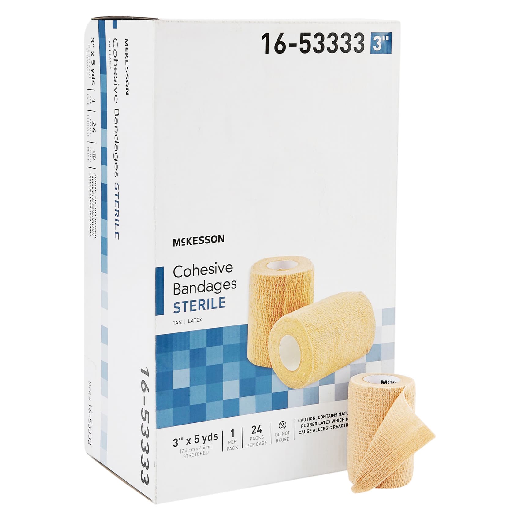 McKesson Cohesive Compression Bandage, 3 Inch x 5 Yard - Case of 24 - Image 1