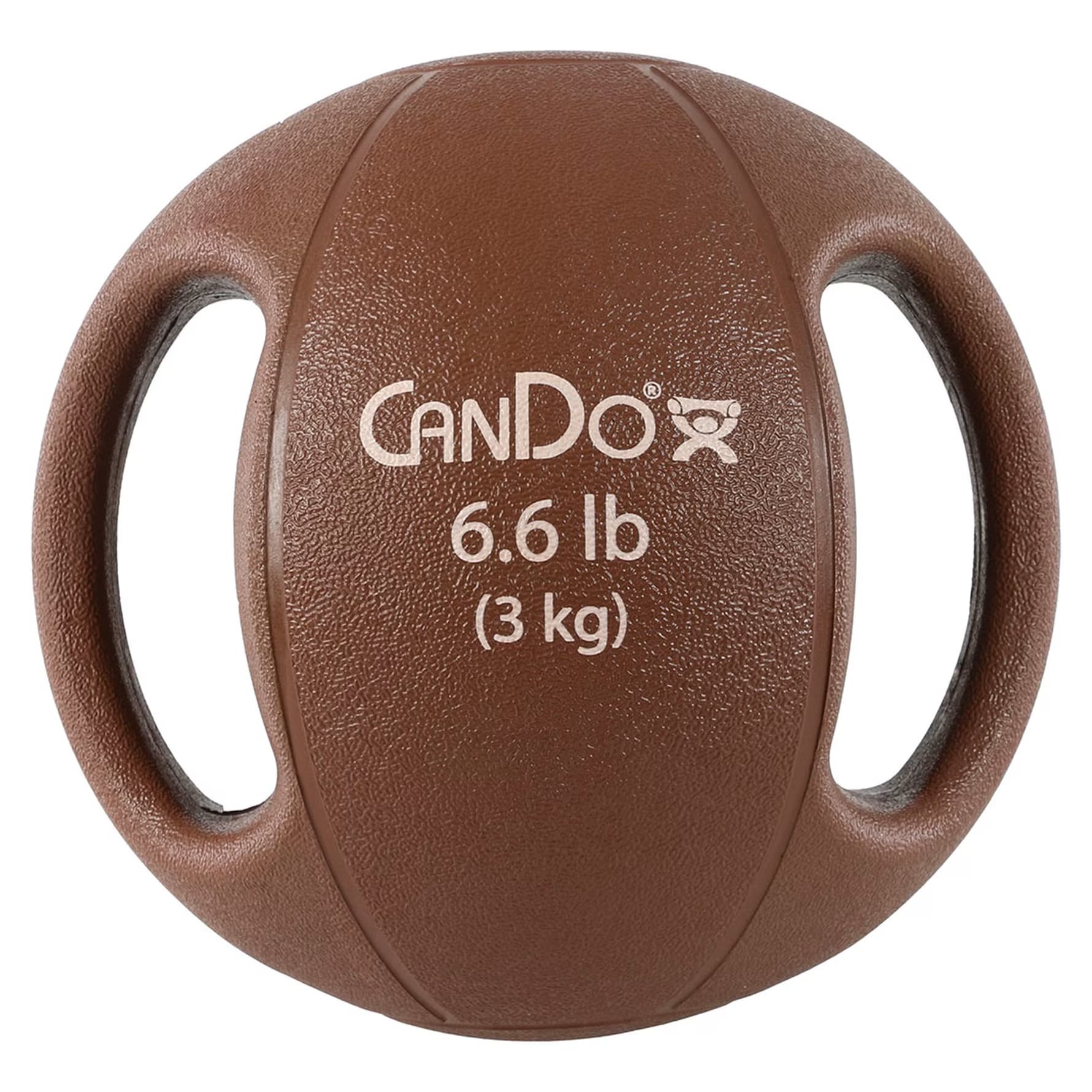 CanDo Molded Dual Handle Medicine Ball, 6.6 Lbs, Tan - Image 1