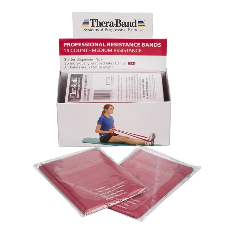 TheraBand Individual Professional Resistance Bands 5 ft. Medium, Red - Box of 15 - Image 1