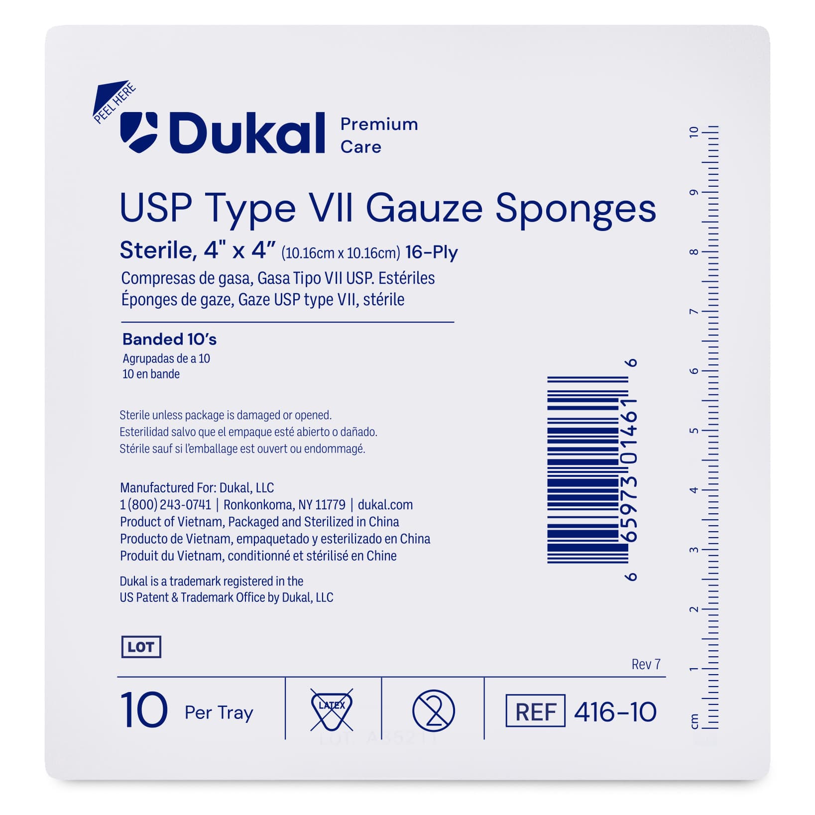 Dukal Cotton 16-ply USP Type VII Gauze Sponge, 4 x 4 Inch - Case of 1280 - Image 1