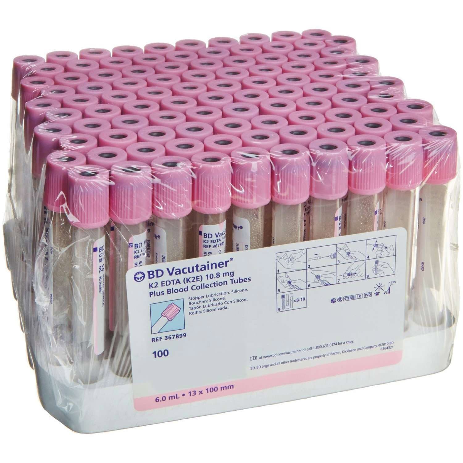 BD Vacutainer K2 EDTA Blood Collection Tube, Pink, 6 mL - Case of 1000 - Image 1