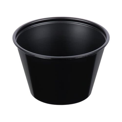 Solo Souffle Black Plastic Disposable Cup, 4 oz - Case of 2500 - Image 1