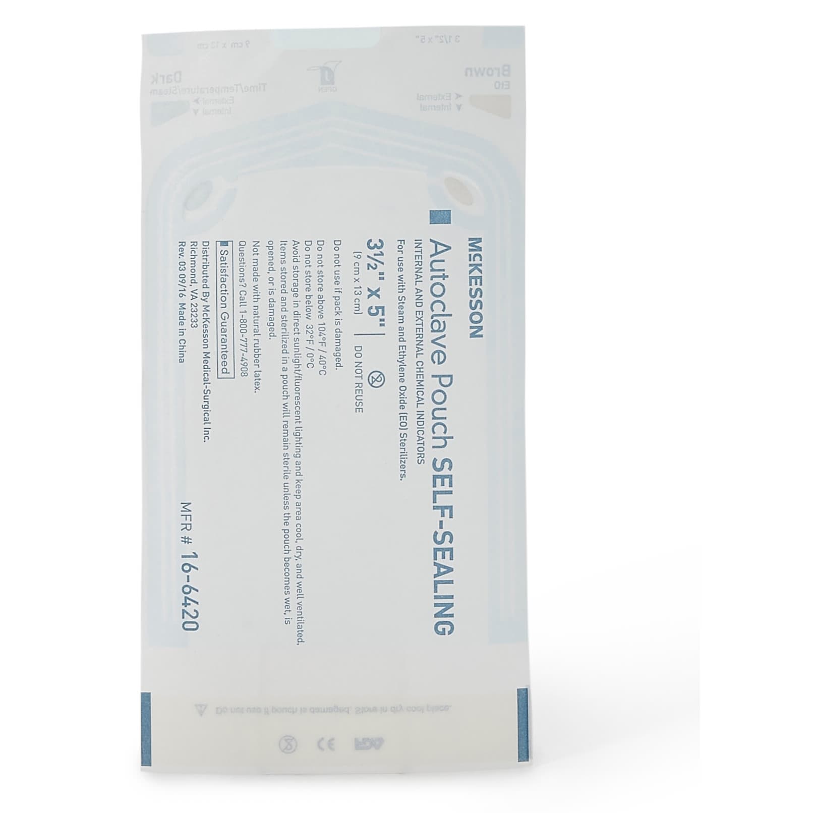 McKesson Sterilization Pouch Transparent, Blue-White - Image 2