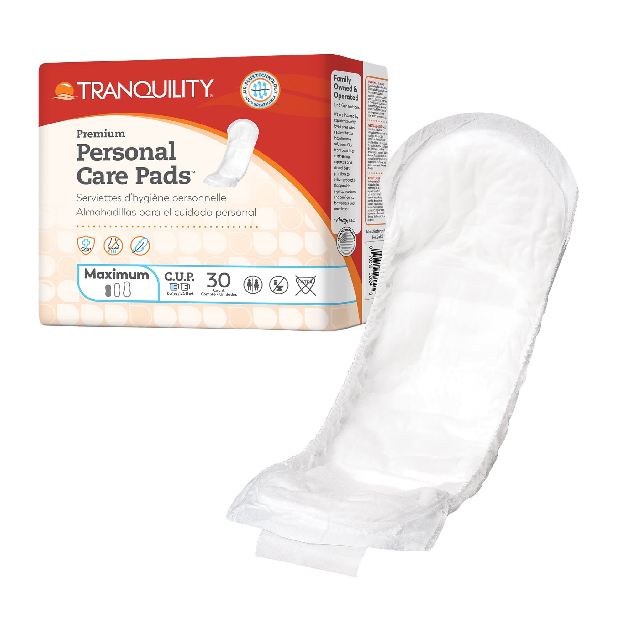 Tranquility Bladder Control Personal Care Pads, Maximum Absorbency - Package of 30 - Image 1