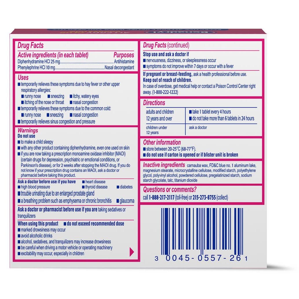 Benadryl Allergy Plus Congestion Ultratab, 25 mg - Case of 24 - Image 3