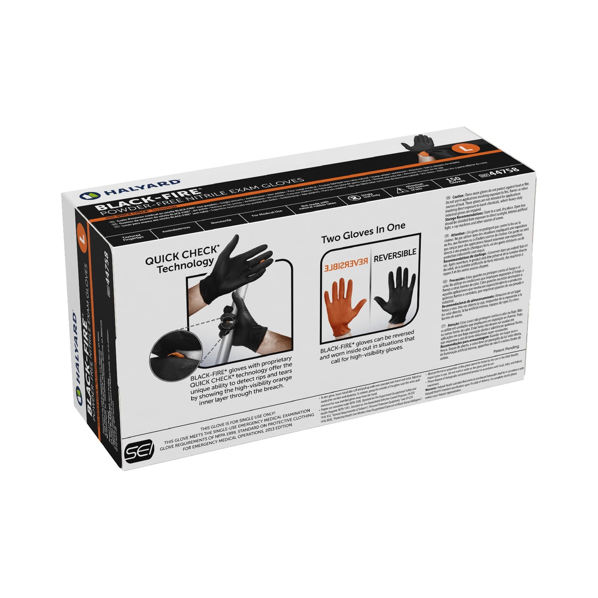 Halyard Black-Fire Nitrile Exam Glove, Large - Box of 150 - Image 1