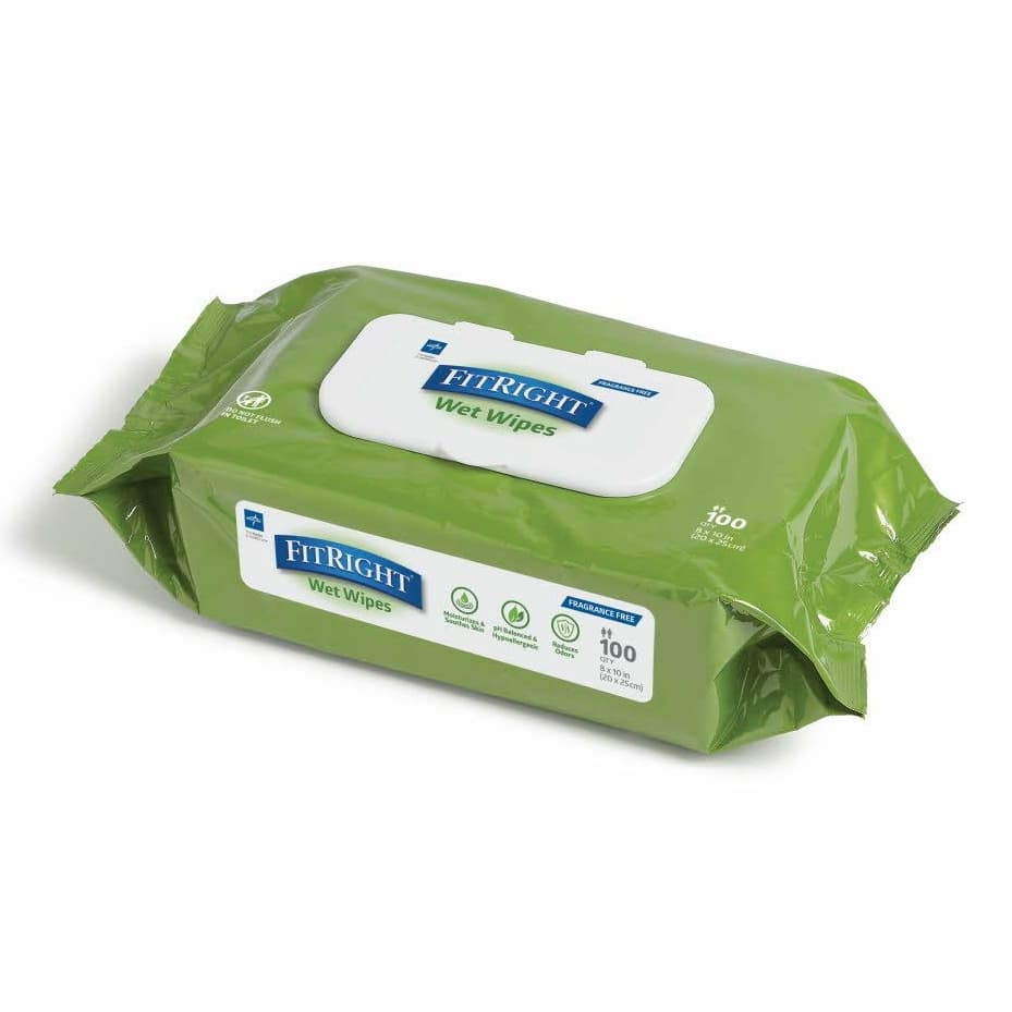 FitRight Aloe Personal Cleansing Wet Wipes, Unscented - Package of 100 - Image 1