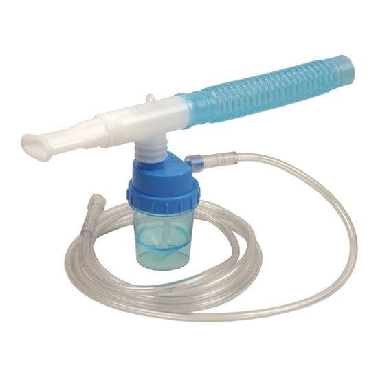 Allied Handheld Nebulizer with Mouthpiece and Tee, 7 ft Tubing and 6" Flex Reservoir Tube - Case of 50 - Image 1