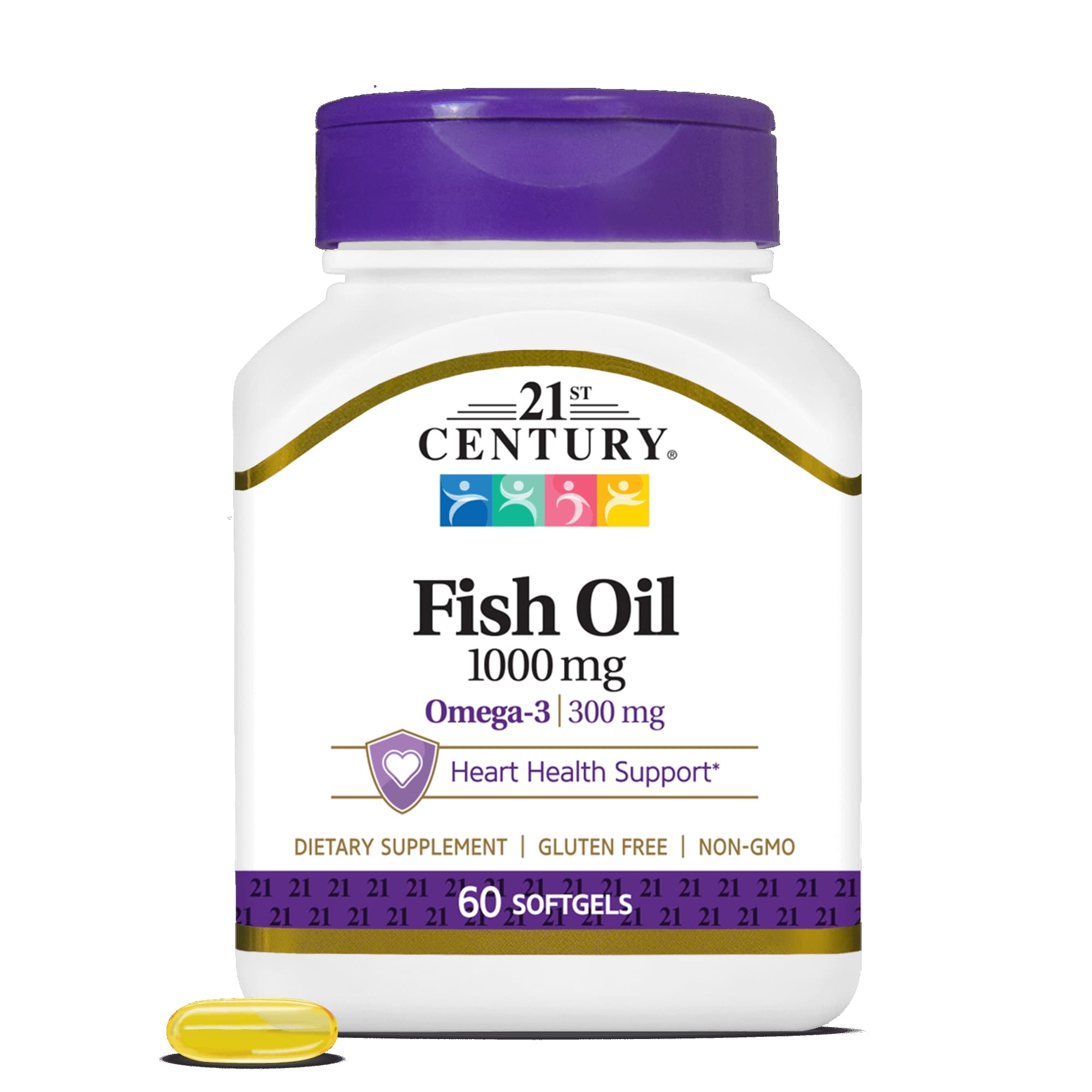 21st Century Fish Oil Omega 3 Supplement Softgels - Bottle of 60