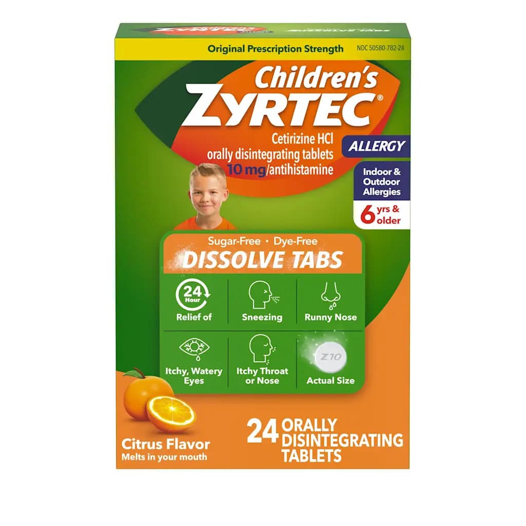 Children’s ZYRTEC Dissolve Tabs with 10 mg - 24 Count - Image 1