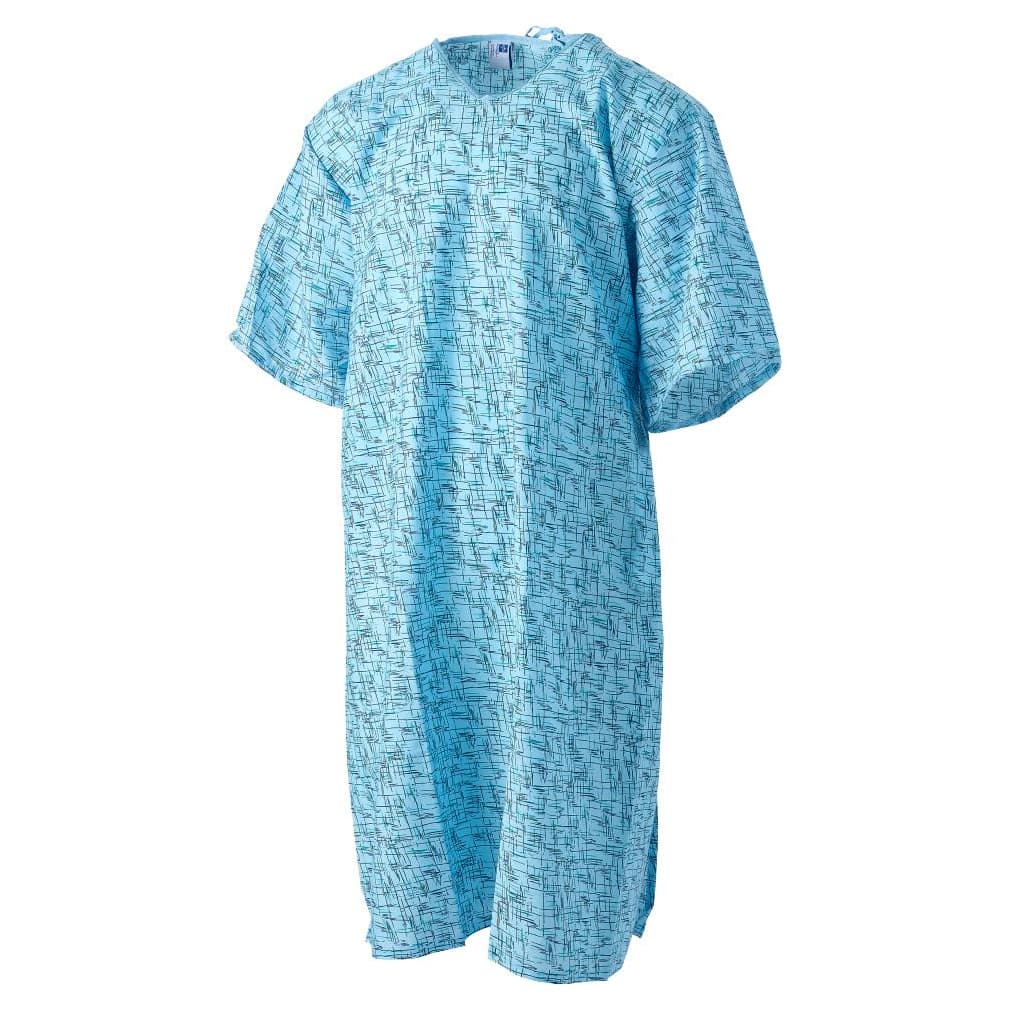 Medline PerforMAX Reusable Patient Gown, Cascade Blue Print - 1 Dozen - Image 3
