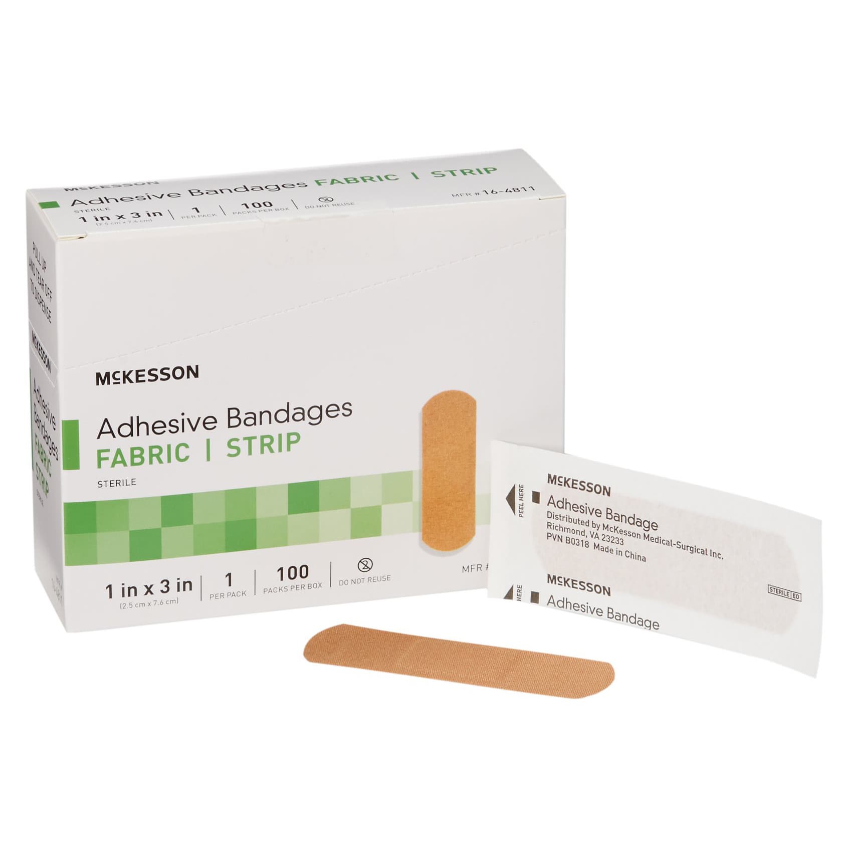 McKesson Fabric Adhesive Bandage, 1 x 3 Inch - Case of 2400 - Image 1