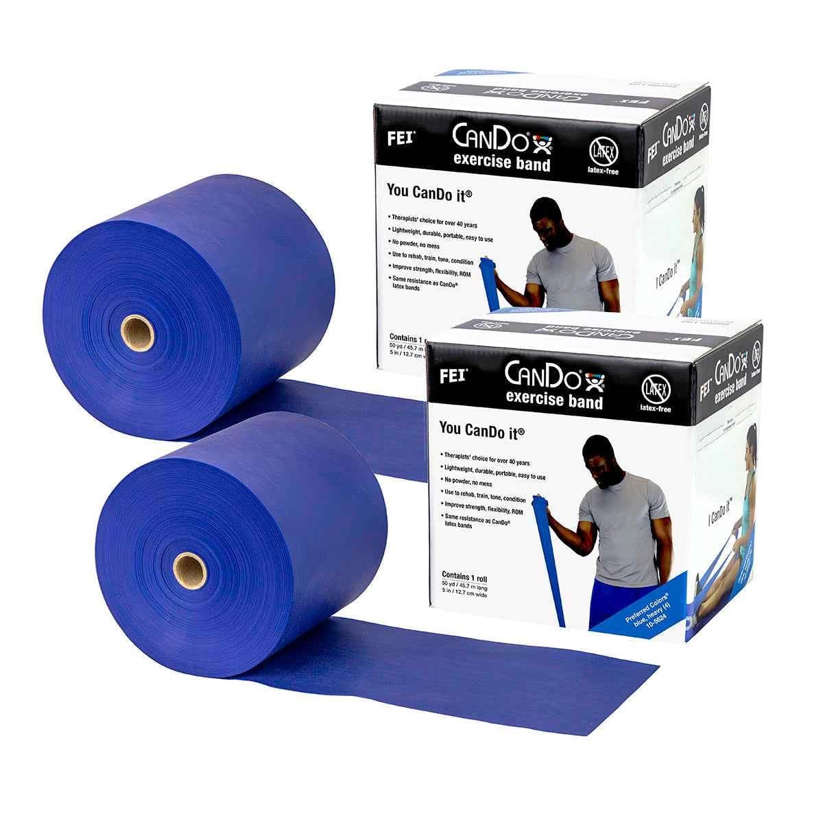 CanDo Latex Free Exercise Band, 100 yard (2 x 50 yard Rolls), Blue, Heavy - Image 1
