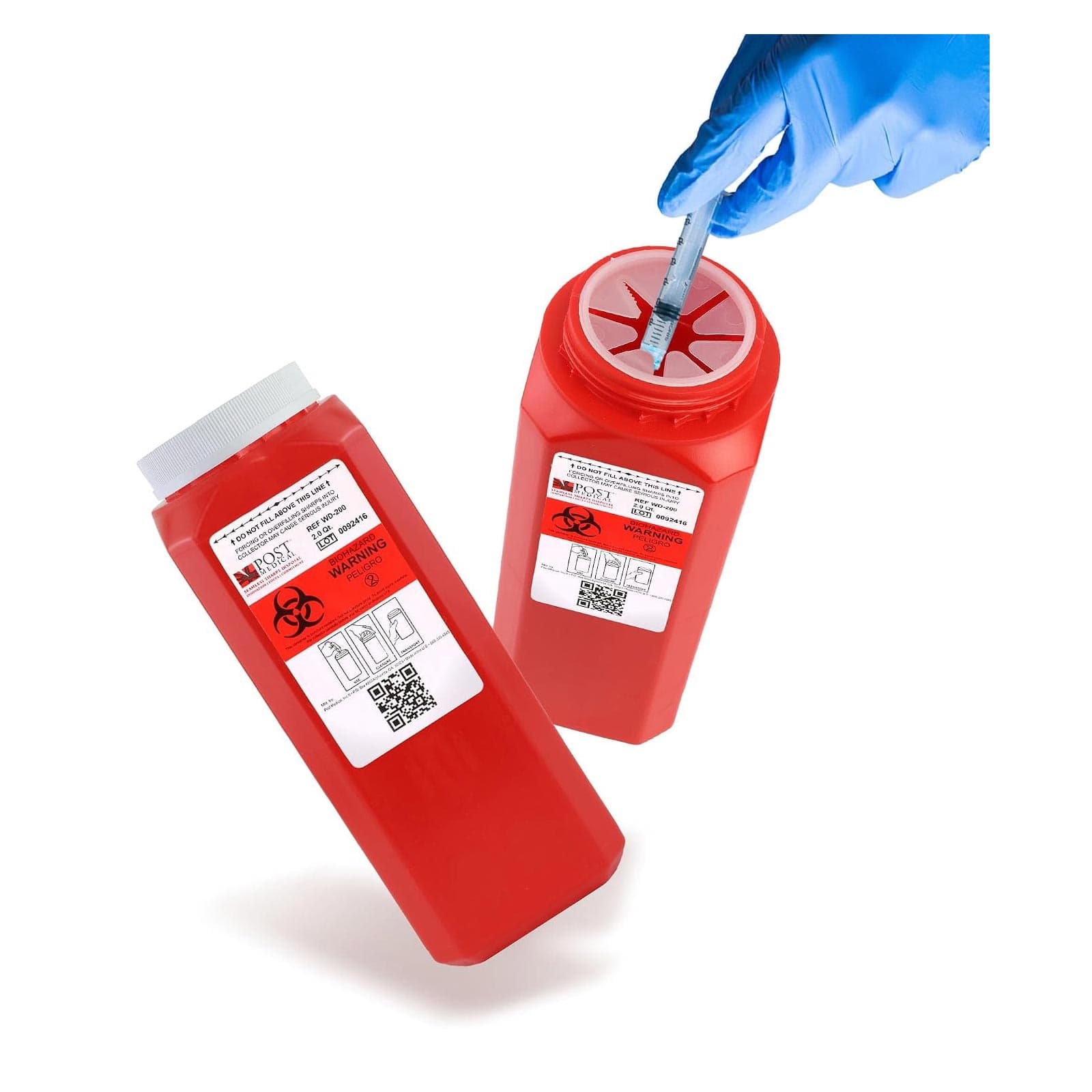 Post Medical A.N.D. Sharps Container Red Base 10 H x 3 W x 3 D Inch - Case of 12