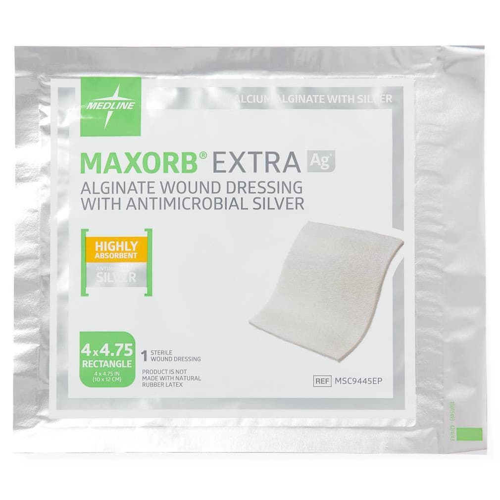Maxorb Extra Ag+ CMC/Alginate Wound Dressing, 4 x 4.75 Inch - Each - Image 1