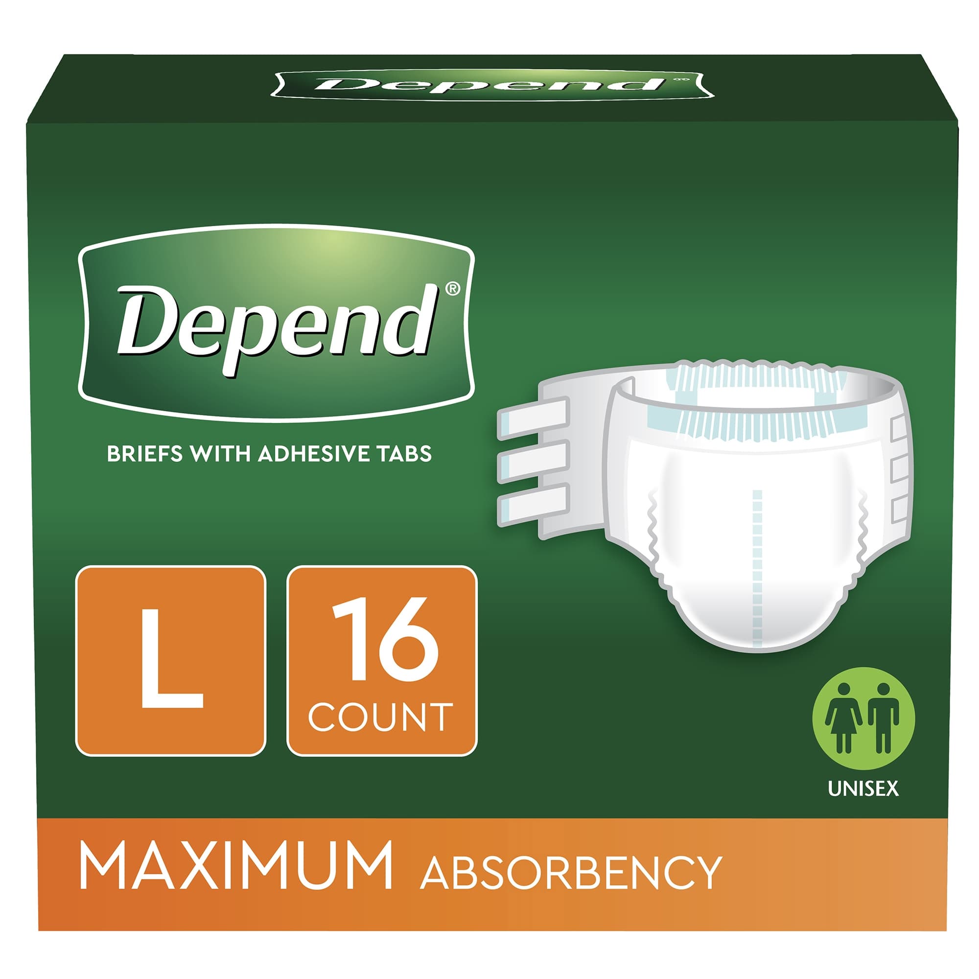 Depend Heavy Absorbent Adult Incontinence Brief, Large - Case of 48 - Image 1