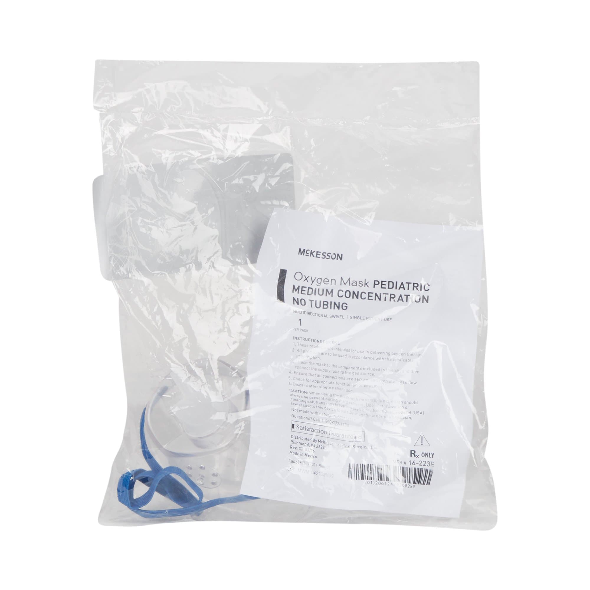 McKesson Oxygen Mask Clear Adjustable Head Strap Elongated Style Single Patient Use - Image 1