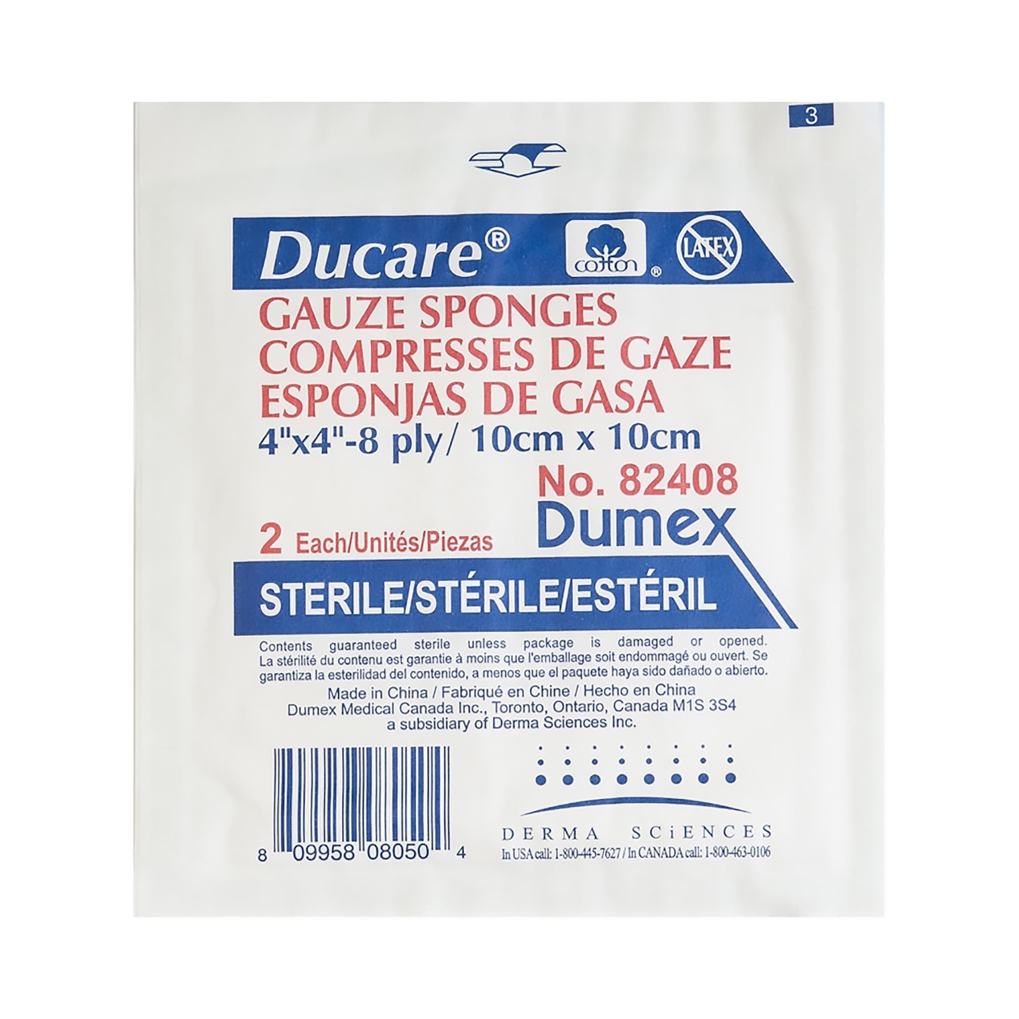 Ducare Gauze Sponge White Square, 8-Ply, 4 x 4 Inch - Package of 25 - Image 1