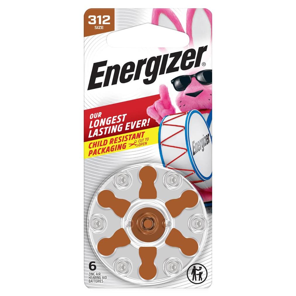 Energizer Size 312 Brown Tab Hearing Aid Batteries - Case of 60 - Image 1