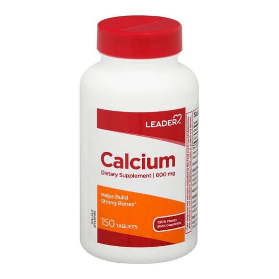 Leader Calcium Supplement Tablets, 600 mg - Bottle of 150