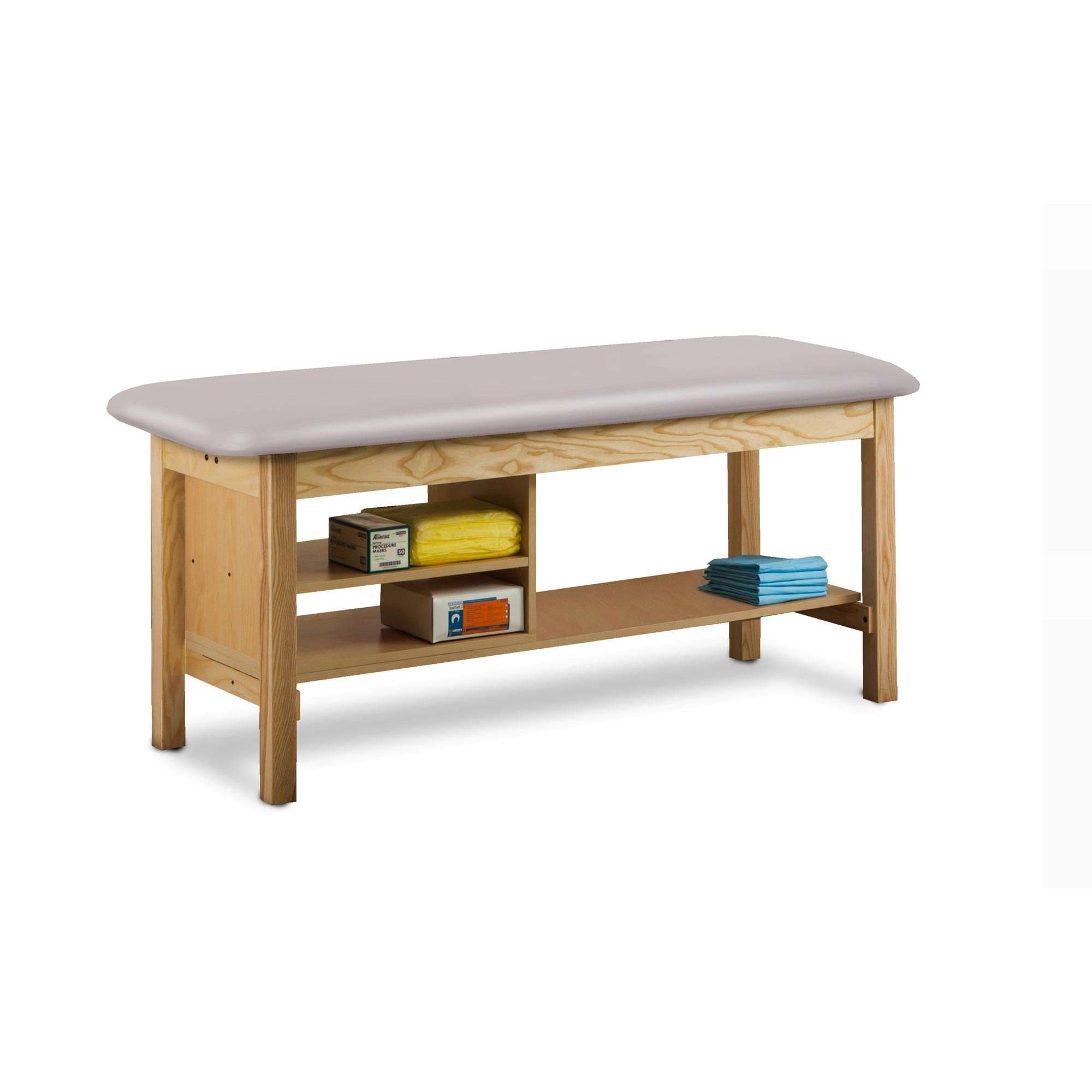 Clinton flat top classic series straight line treatment table with shelving - Image 6