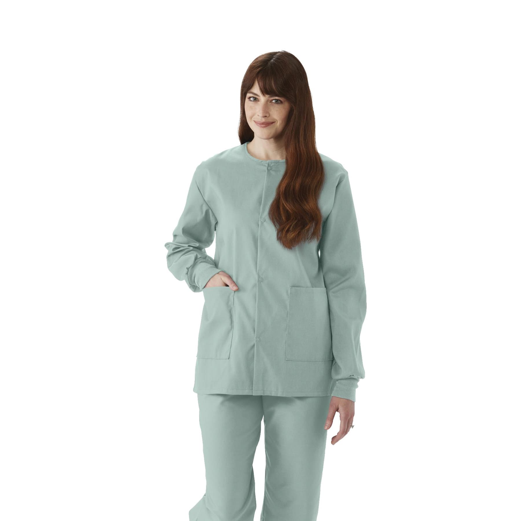 Medline Comfortease Unisex Crew-neck Warm-up Jacket, Seaspray, Extra Small - Each - Image 1