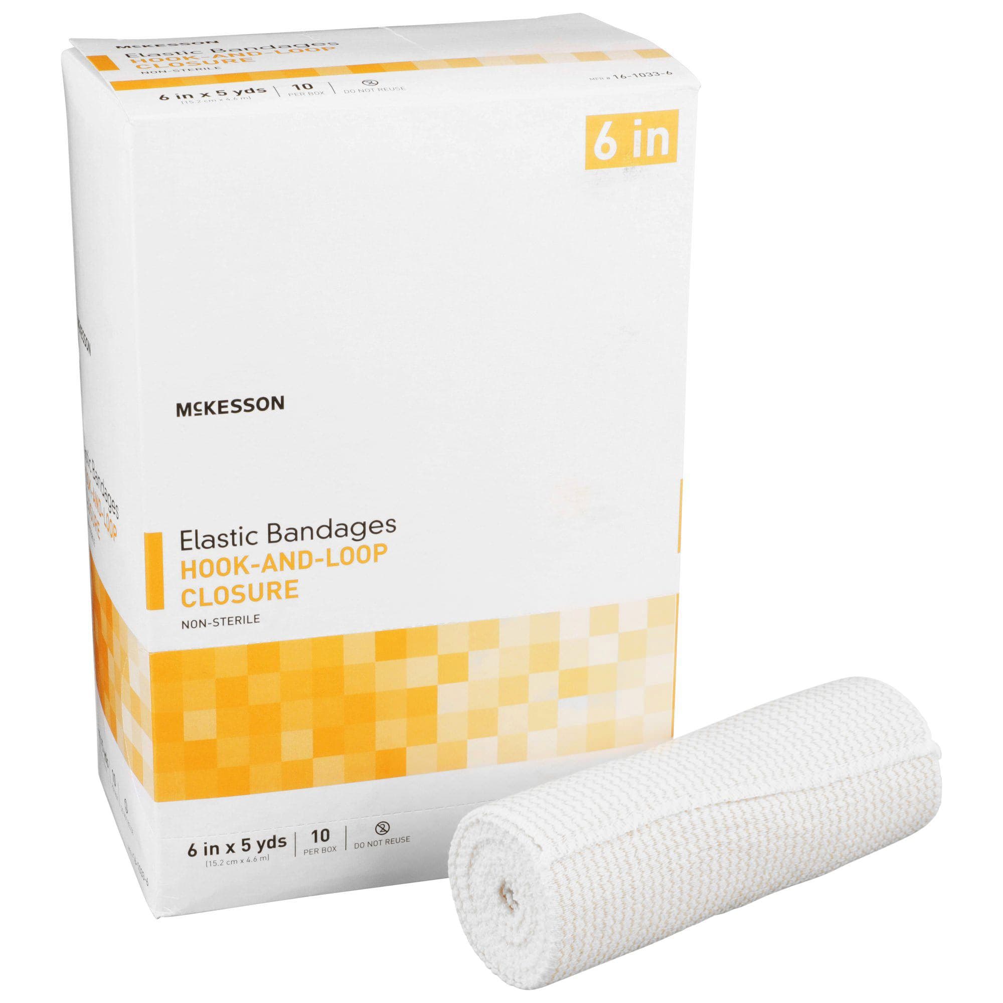 Mckesson Elastic Bandage 6 Inch x 5 Yard, Hook and Loop Closure, Sterile - Case of 50 - Image 1