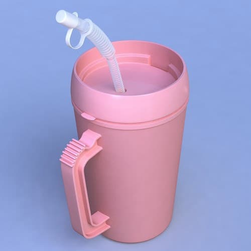 Dynarex Carafe, Insulated (hot or cold) w/ Lid and Flexible Straw, 34 oz., Mauve - Image 1