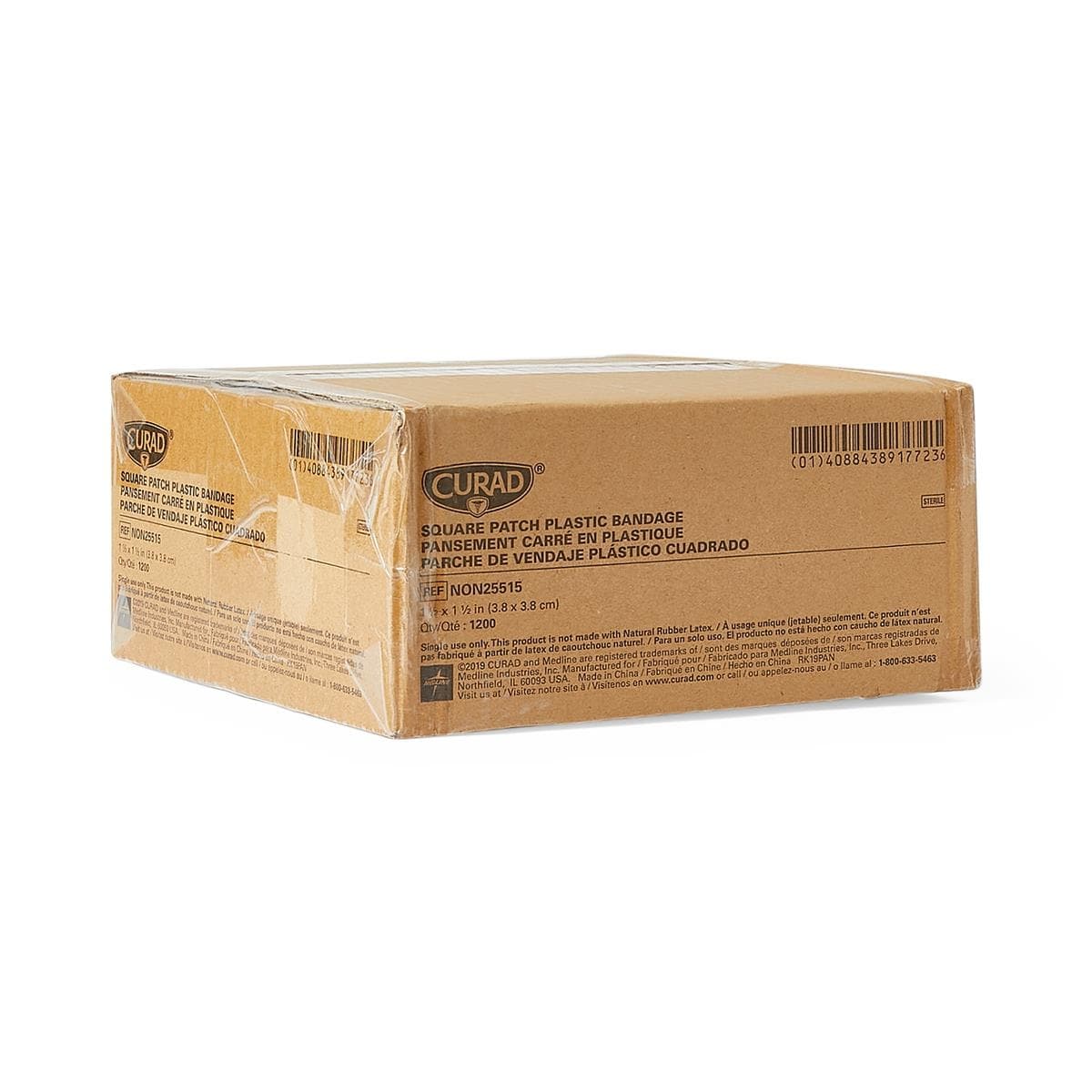 Curad Plastic Adhesive Patch, 1.5 x 1.5 Inch - Case of 1200 - Image 1