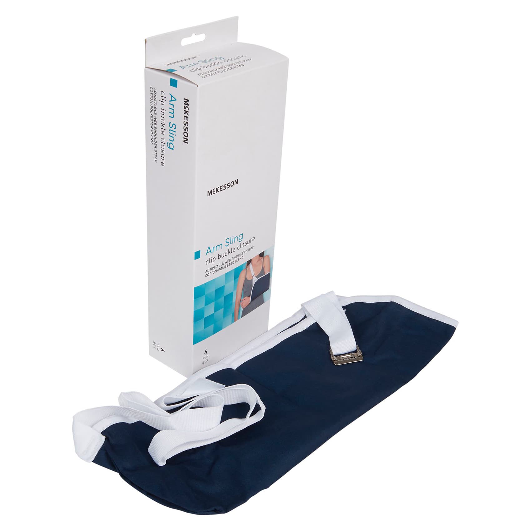 McKesson Arm Sling Left-Right, Blue, 5-1/2 x 14-1/2 Inch, Buckle Closure, Small - Each - Image 1