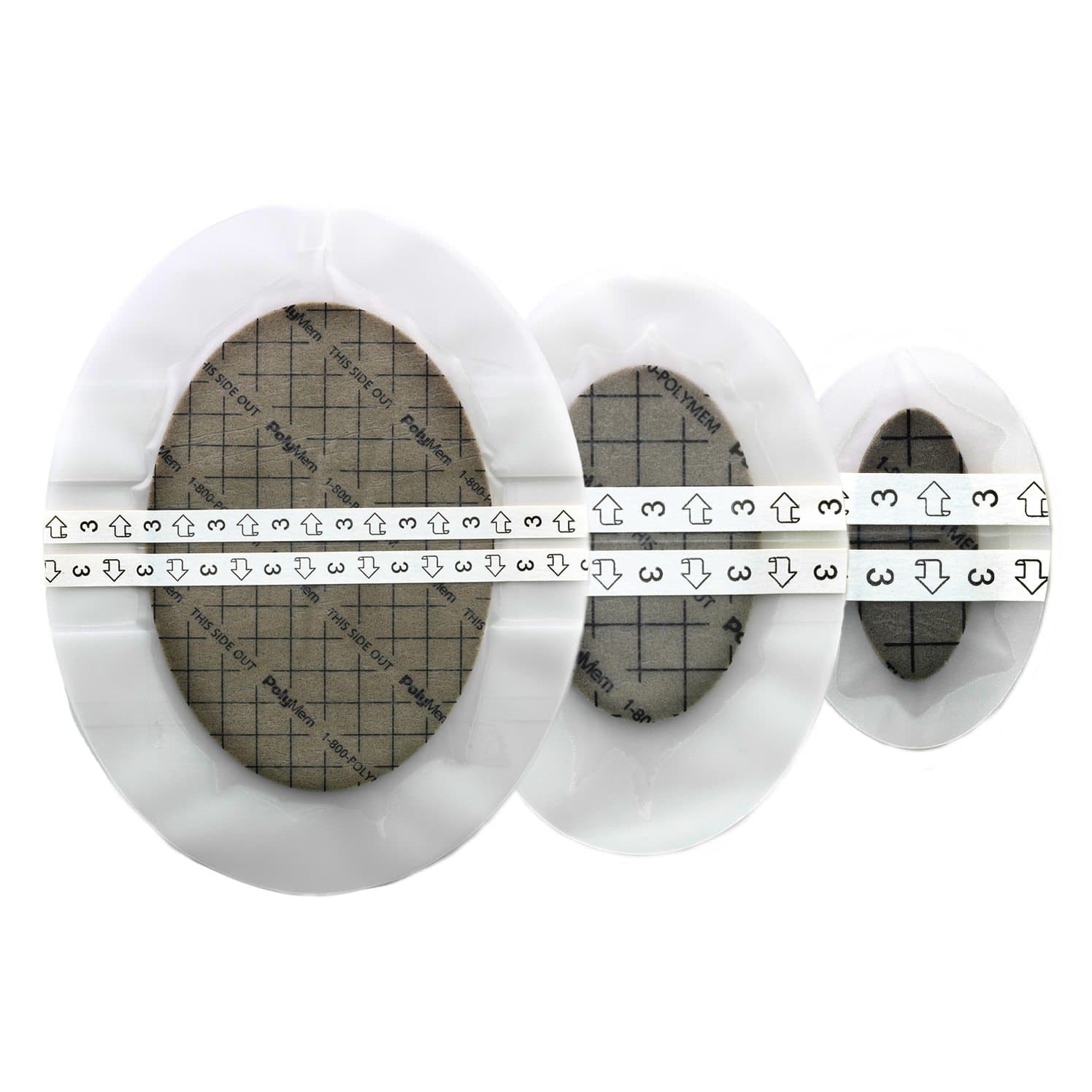 PolyMem Oval Silver Silicone Border Dressing - Image 1