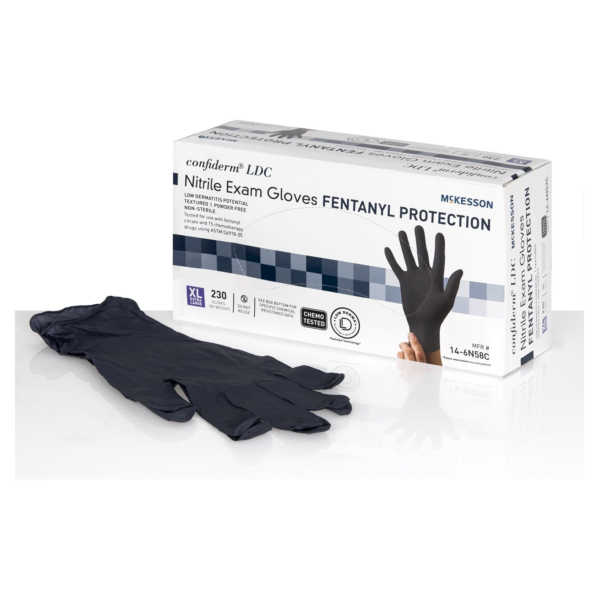 McKesson Confiderm LDC Exam Glove Black Beaded Cuff 2 mil to 4 mil Range, Extra Large - Box of 230 - Image 1