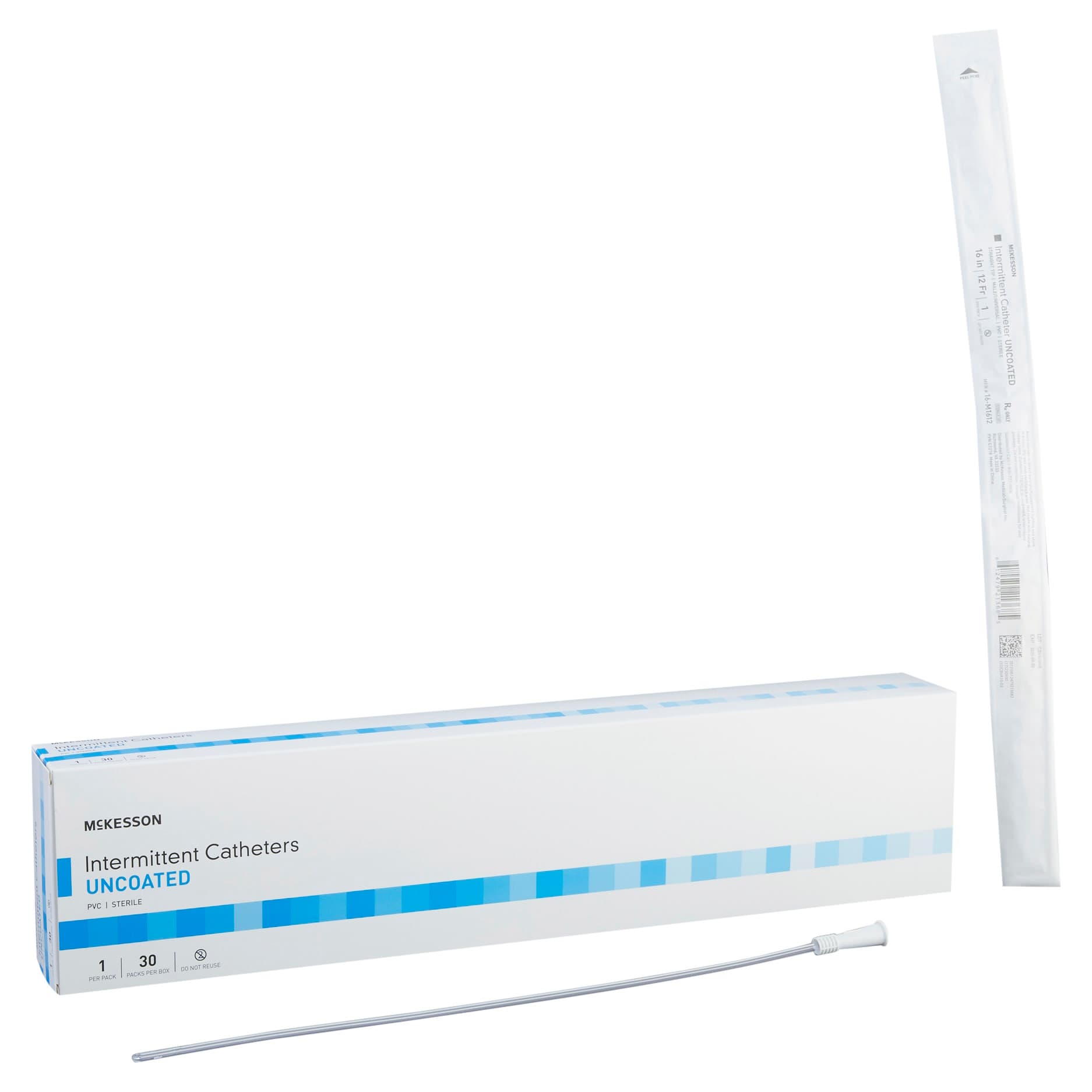 McKesson Uncoated PVC Urethral Catheter, 12 Fr, 16 Inch - Box of 30 - Image 1