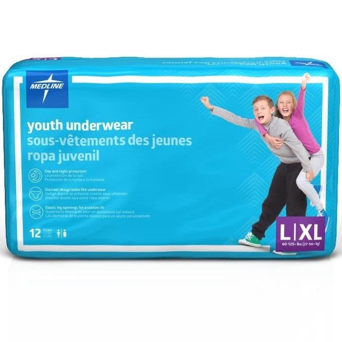 Medline Youth Protective Underwear, Large-Extra Large - Bag of 12 - Image 1